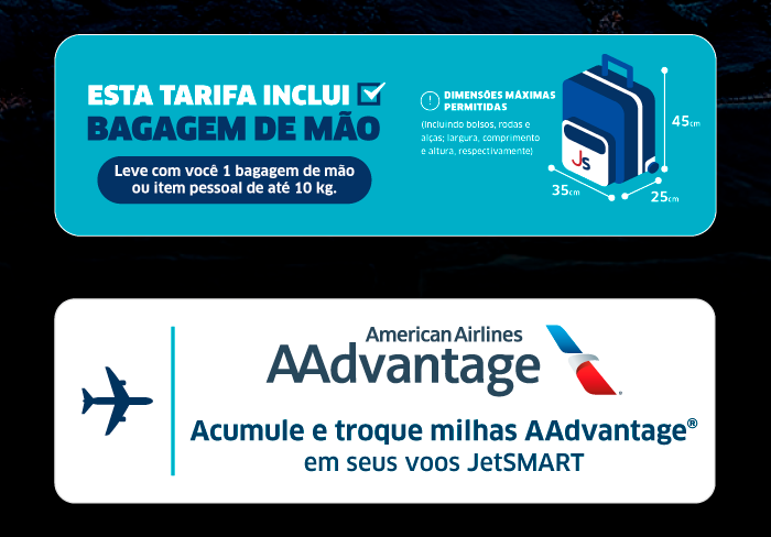 Ganhe milhas AAdvantage em seus voos JetSMART.