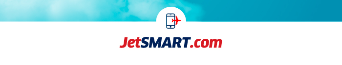 JetSMART.com logo centred on a white panel with a sky-blue banner and a small red aeroplane icon above the company name