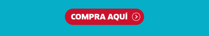 Red rounded 'COMPRA AQUÍ' buy button on turquoise background — Spanish call-to-action