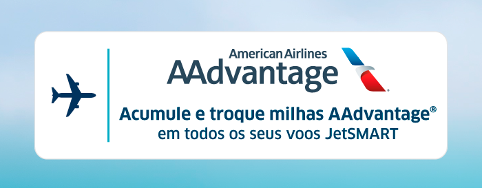 American Airlines AAdvantage logo and text: earn and redeem AAdvantage miles on all JetSMART flights