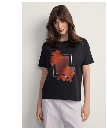 Czarny t-shirt damski z nadrukiem