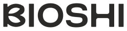 BIOSHI logo, black stylised wordmark on white background