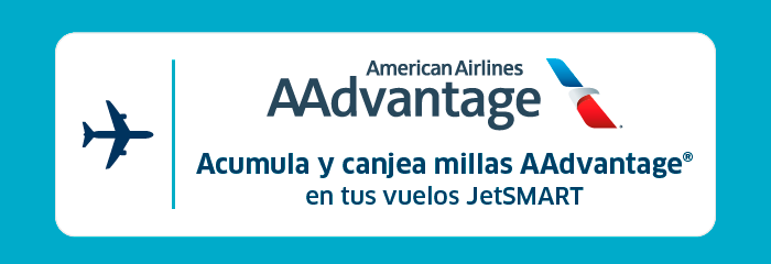 American Airlines AAdvantage logo with text: earn and redeem AAdvantage miles on JetSMART flights