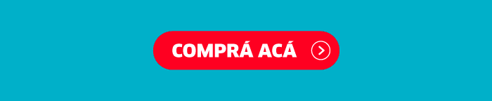 Red rounded button reading "Comprá acá" with white text and right arrow on a turquoise background