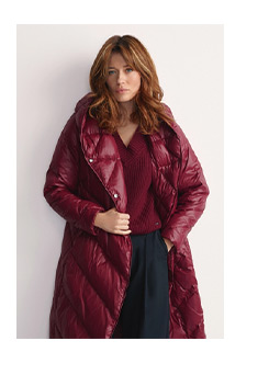 Długa bordowa kurtka zimowa damska