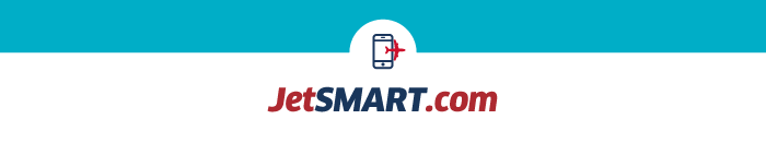 JetSMART.com logo with stylised phone and red aeroplane icon on turquoise and white banner