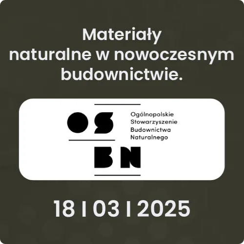 Poster for event 'Natural materials in modern construction' with OSBN logo and date 18 March 2025