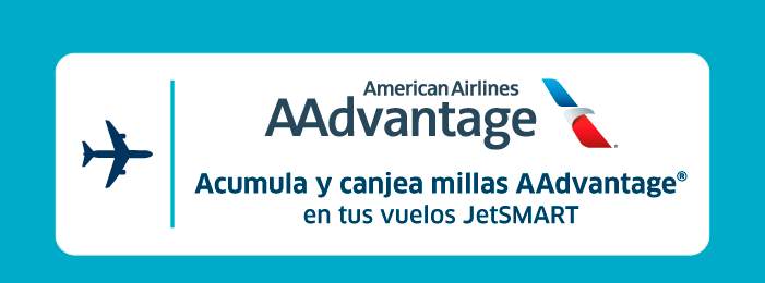 American Airlines AAdvantage logo and plane icon with text: Earn and redeem AAdvantage miles on your JetSMART flights