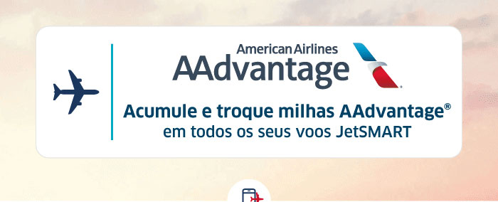 American Airlines AAdvantage logo with text: earn and redeem AAdvantage miles on all your JetSMART flights