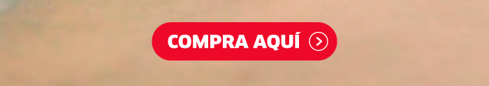 Red rounded call-to-action button labelled 'Compra aquí' on a blurred beige background