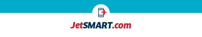 JetSMART.com logo showing a smartphone with a red plane icon on a turquoise and white background