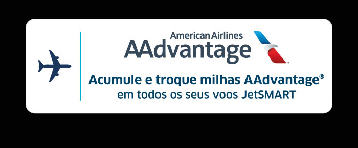 American Airlines AAdvantage logo with text: 'Earn and redeem AAdvantage miles on all your JetSMART flights'
