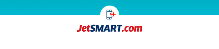 JetSMART.com airline logo with mobile boarding-pass and plane icon on a teal banner