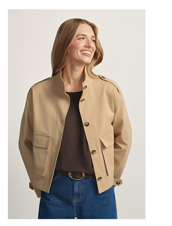 Beżowa przejściowa kurtka damska