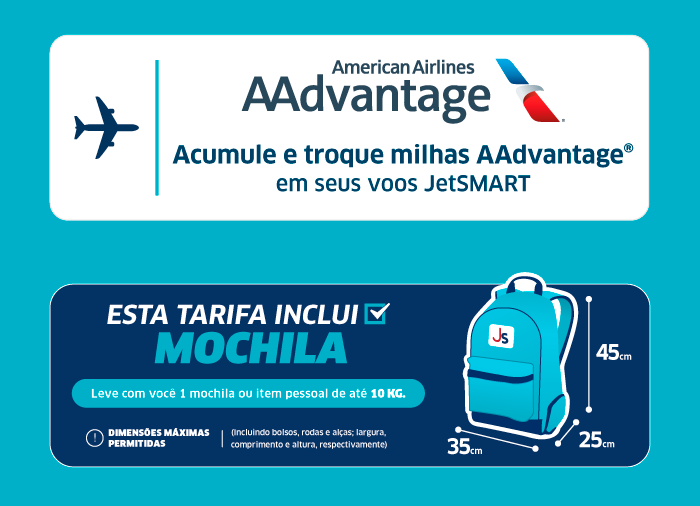 Ganhe milhas AAdvantage em seus voos JetSMART.