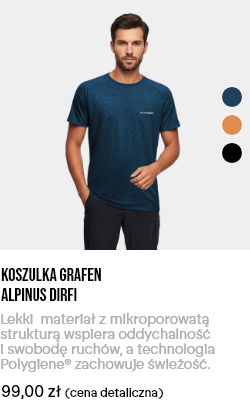 Male model wearing navy-blue Alpinus Dirfi men's short-sleeve lightweight sports t-shirt, breathable fabric and slim fit
