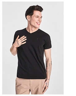 Czarny basic T-shirt męski z logo