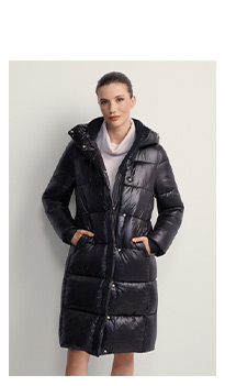 Czarna długa zimowa kurtka damska