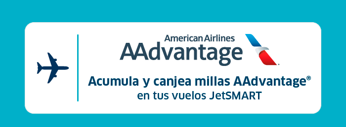 American Airlines AAdvantage logo and text: Earn and redeem AAdvantage miles on your JetSMART flights