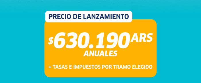 Launch price ARS 630,190 per year, annual plan, taxes and fees extra depending on chosen tier