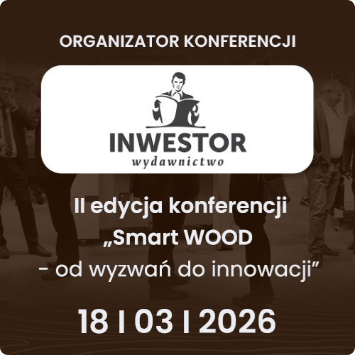 Conference banner: Inwestor organiser for Smart WOOD conference — 'From challenges to innovation', 18 March 2026