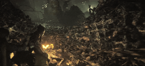 Collage of nine cinematic medieval game scenes: torchlit battlefield, close-up combat, knights duelling, travellers in a rocky mountain valley