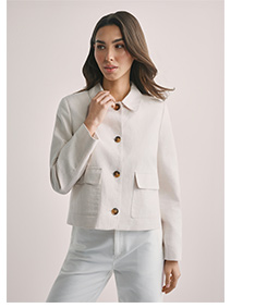 Jasnobeżowa kurtka damska z lnem