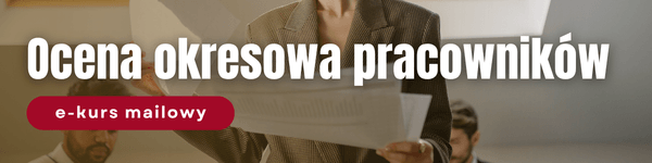 Banner: person holding papers in a meeting, promoting an employee performance appraisal e-mail course