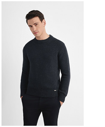 Grafitowy sweter męski z wełną