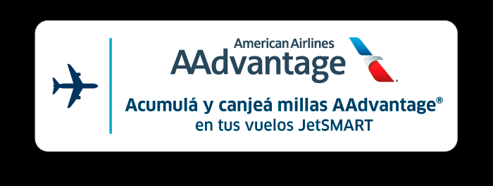 American Airlines AAdvantage logo and message: Accumulate and redeem AAdvantage miles on your JetSMART flights