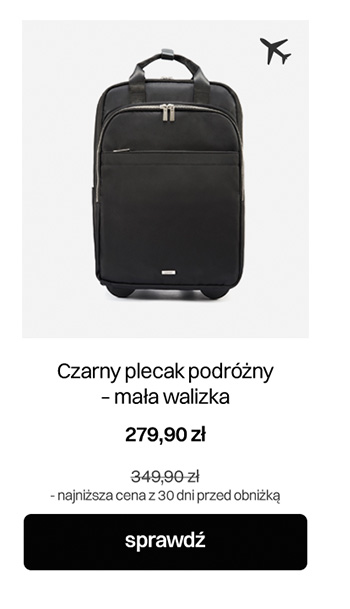 Czarny plecak podr&oacute;żny &ndash; mała walizka