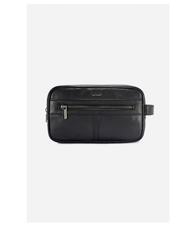 Czarna sk&oacute;rzana kosmetyczka męska