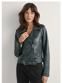 Sk&oacute;rzana kurtka damska w kolorze szarym