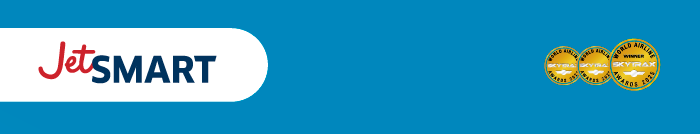 JetSMART logo on a blue banner with three gold award seals