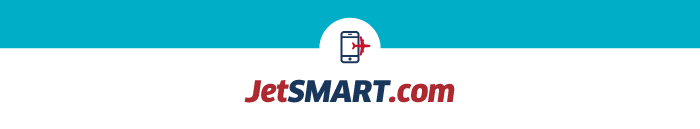 JetSMART.com logo showing mobile boarding-pass icon and red-blue text on white and teal background