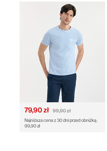 Błękitny T-shirt męski z bawełny
