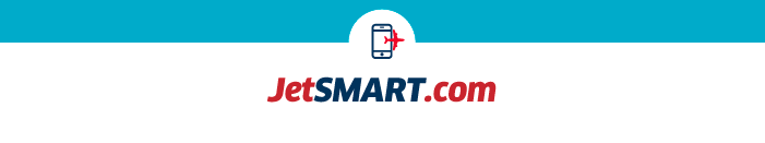 JetSMART.com logo with a mobile phone and red airplane icon on a blue and white background