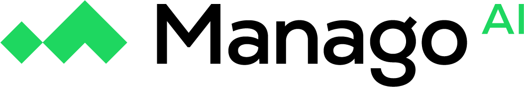 Manago AI logo: green geometric icon, black 'Manago' wordmark and small green 'AI' — AI customer engagement, marketing automation, personalization