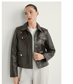 Ciemnobrązowa sk&oacute;rzana kurtka damska