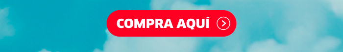 Red rounded call-to-action button reading 'COMPRA AQUÍ' (Buy here in Spanish) on a blue sky background