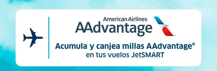 American Airlines AAdvantage logo with text: Earn and redeem AAdvantage miles on your JetSMART flights