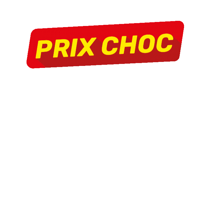 Pattern of rolled pastel towels in pink, green, lilac and grey with red 'PRIX CHOC' sale labels