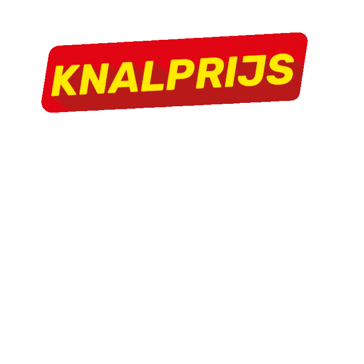 Repeating pattern of rolled pastel blankets (cream, pink, sage, lilac) with red 'KNALPRIJS' sale badges — discounted throws