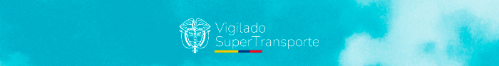 Vigilado SuperTransporte logo — white shield emblem and text on a turquoise background with yellow, blue and red underline