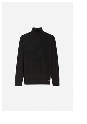 Czarny wełniany sweter męski z jedwabiem