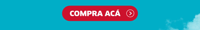Red call-to-action button labelled 'Compra acá' (Spanish for 'Buy here') on turquoise background with right-pointing chevron
