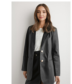 Czarna sk&oacute;rzana marynarka damska